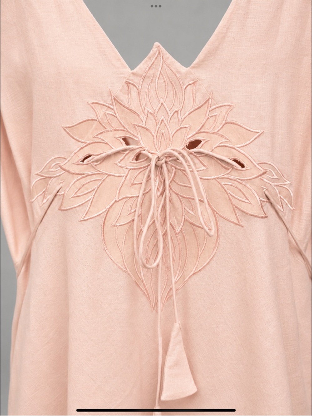 Adrianna Papell Woman 18W Blush Pink Linen Blend Embroidered Midi Dress Plus - Picture 7 of 16
